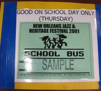 2001 School Bus Parking Pass